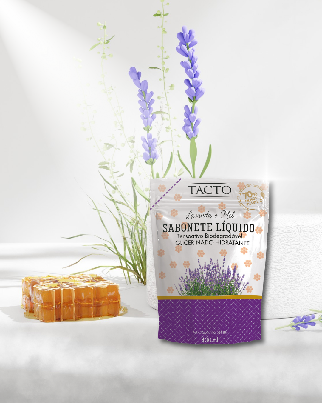 Sabonete Líquido Sachê Lavanda e Mel 400ml